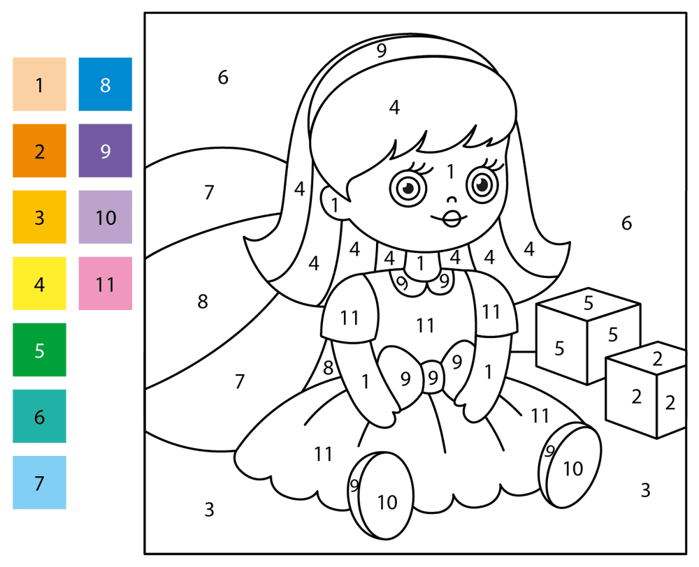 Doll Color By Number Coloring Page Md Coloring Page — Free Printable — free printable coloring page